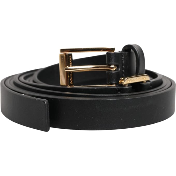 Dolce & Gabbana Zwarte Dubbele Band Leren Gouden Gesp Riem