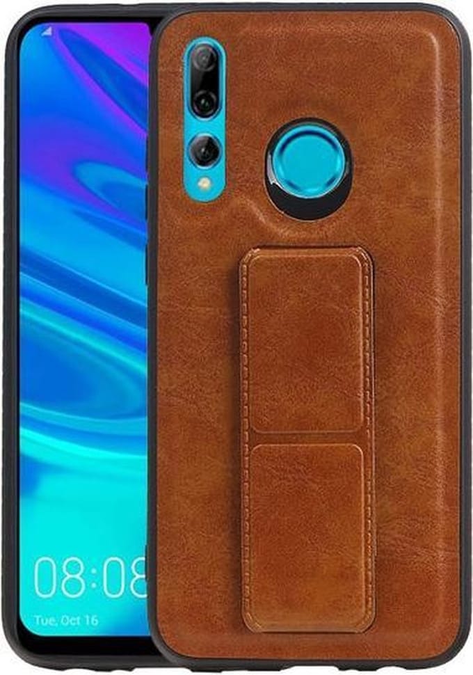 Grip Stand Hardcase Backcover voor Huawei P Smart Plus Bruin