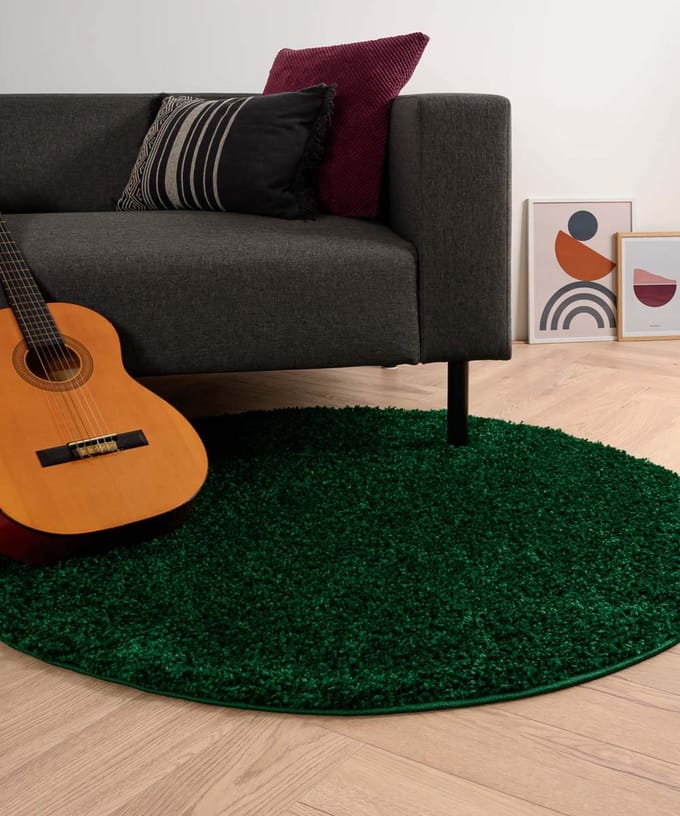Rond hoogpolig vloerkleed - Shaggy Trend jade 160