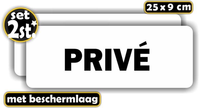 Jerma - Privé - Stickers - Deur - 2 st - 25 x 9 cm - Vinyl - Zelfklevend - transparant beschermlaag