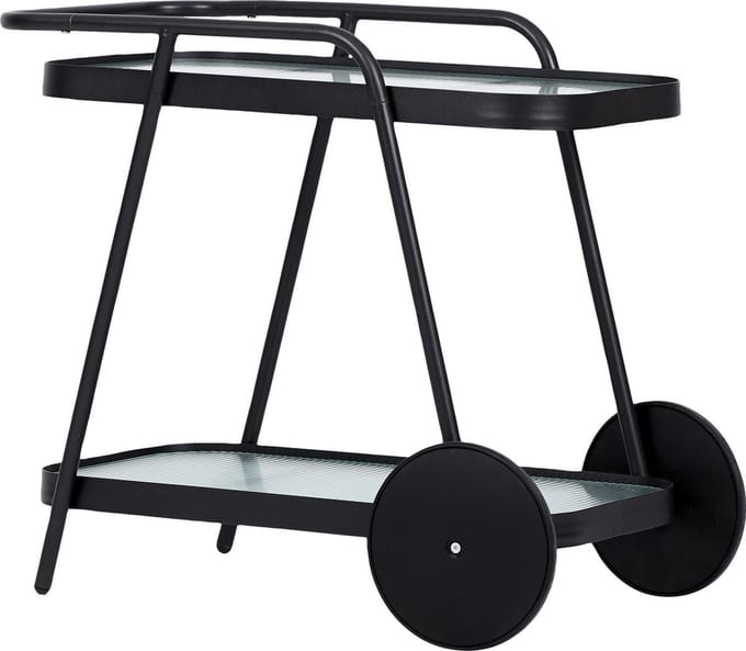 Steam trolley, zwart en heldere strepen.