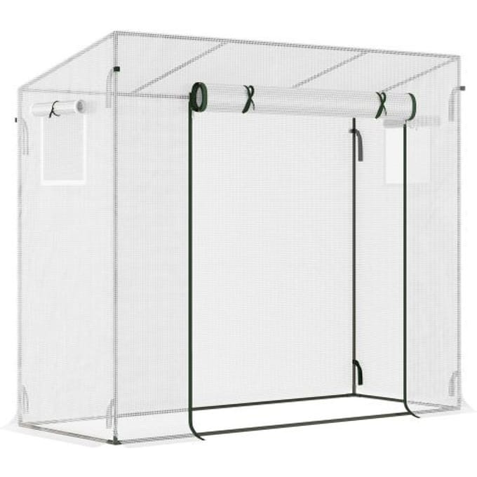 Plastic foliekas - MUVOE - 200×68×196 cm - oprolbare deur 120×145 cm - winddichte PVC-afdekking - stalen frame