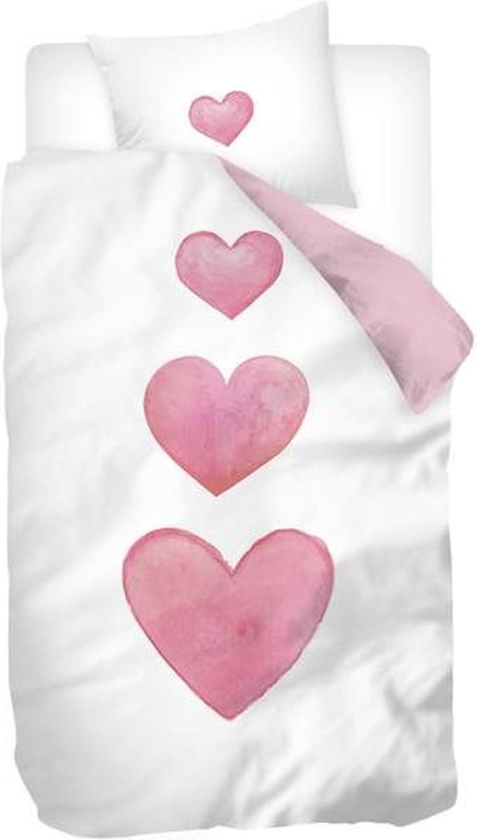 Snoozing Leonore Dekbedovertrek - Eenpersoons - 140x200/220 cm + 1 sloop) - Wit/Roze