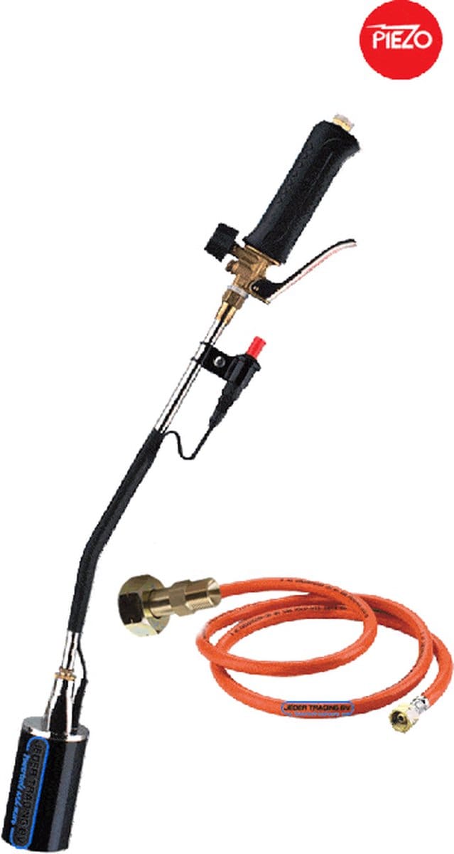 Gasbrander 35cm Piëzo - 10 meter gasslang - slangbreukbeveiliging - Dakbrander
