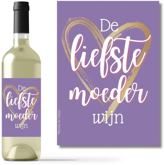 Wijnetiket Moederdag - Liefste Moeder Wijn | Uniek Cadeau voor Moeder