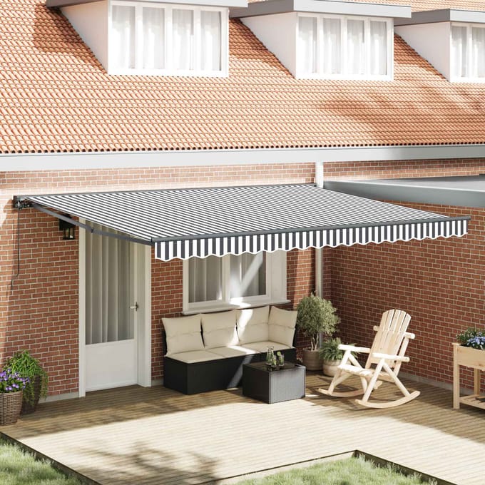 vidaXL - Zonnescherm - Frame - Antraciet - en - Wit - 450 - × - 300 - cm