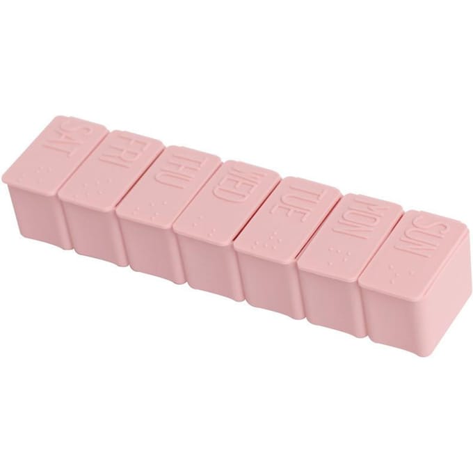 Boîte à pilules hebdomadaire, stockage de médicaments de voyage, étui à pilules, organisateur, conteneur de médicaments, distributeur de comprimés, treillis indépendant en plastique rose