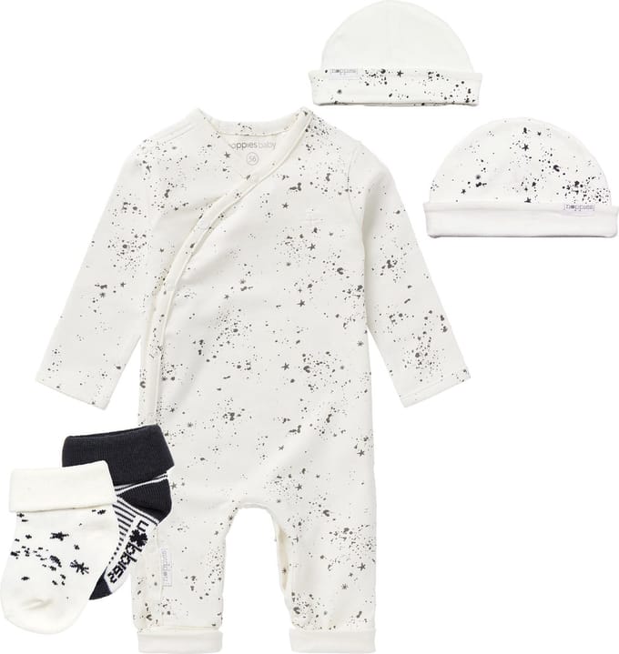 Noppies SET(4delig) Playsuit Noorvik Snow met Sokjes en Muts - 62