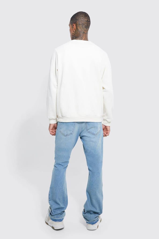 Slim Flare Applique Panel Jeans | Antique Blue | Size 52R