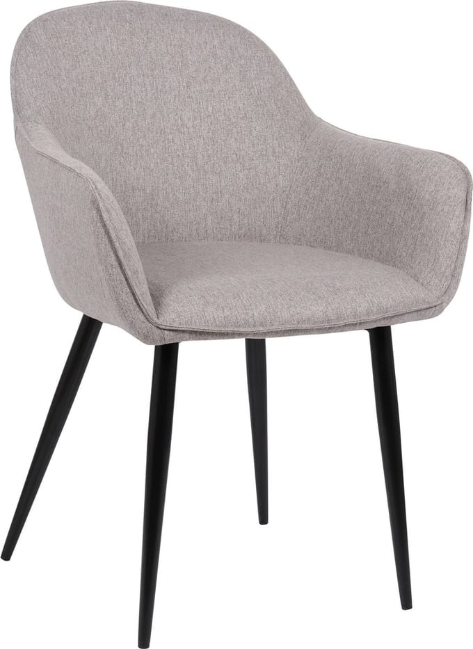 CLP Boise Eetkamerstoel - Met armleuning - Metalen frame - Stof - grijs