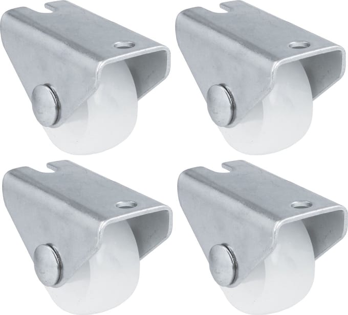 AMIG bokwiel/transportwiel - 4x - D25mm - nylon - 40kg draagvermogen - wit