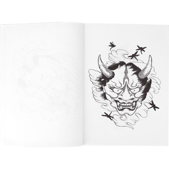 Professioneel Hannya Patroon Tattoo Boek Lichaamstattoo Oefensjabloon Boek Accessoire white
