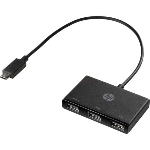 HP Inc. HP USB-C to USB-A - Hub - 3 x SuperSpeed USB 3.0 3 poorten USB-hub Met USB-C stekker Zwart