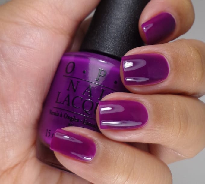o.p.i. nail laquer, flush n purpill