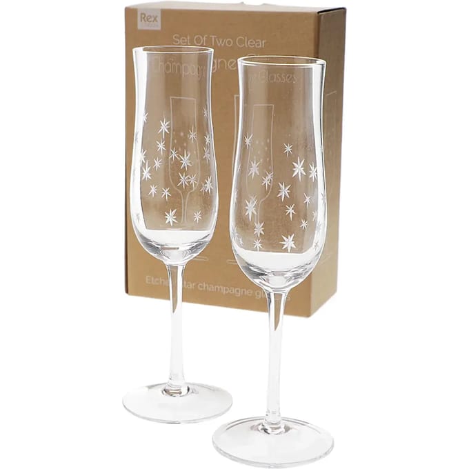 Champagneglas Rex London Etched star (x2)
