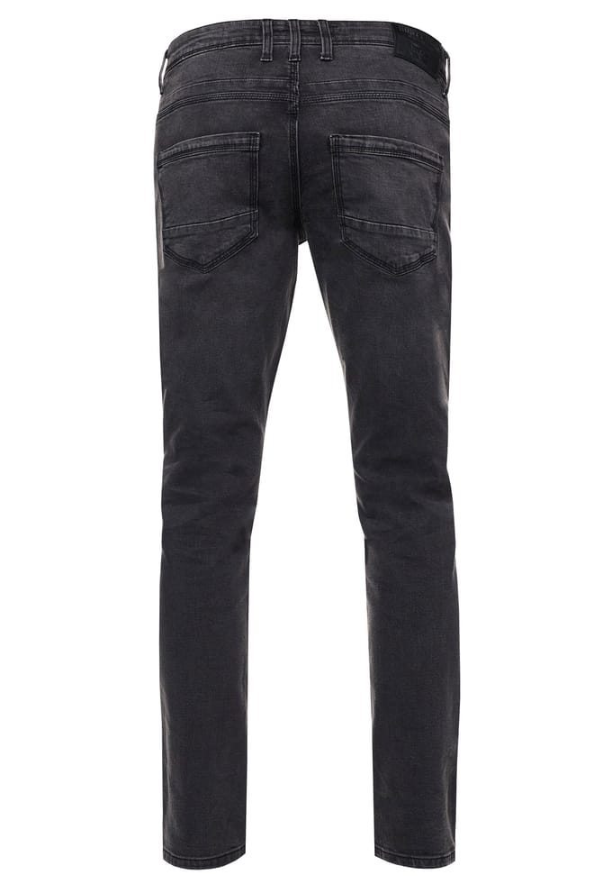 Antracietkleurige used jeansbroek "MELVIN" slim fit katoen-stretch