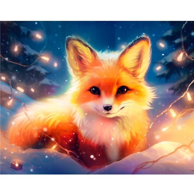 Diamond Painting - Canvas op houten frame - Vos in het Licht - 30 x 40 cm