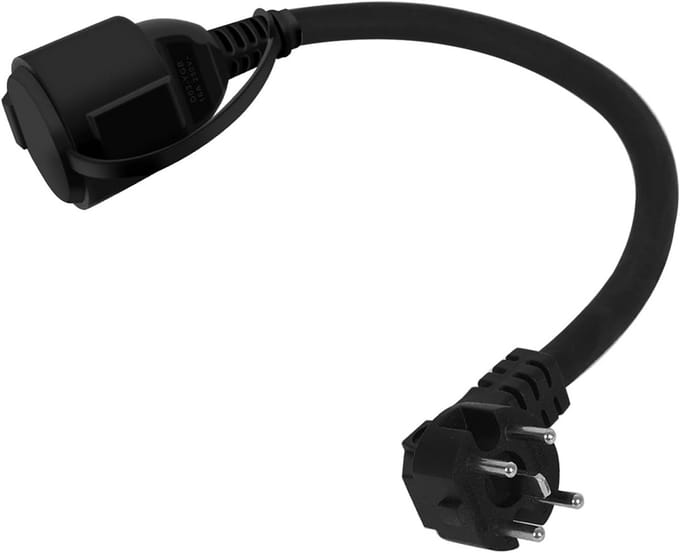 Adapter 16A Hoekstekker naar Schuko Koppeling voor H07RN-F 2,5 mm² Rubber