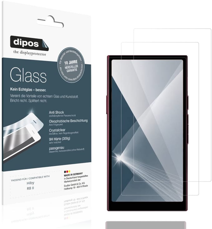 dipos – 2x Pantserfolie geschikt voor Hiby R8 II | 9H Screenprotector