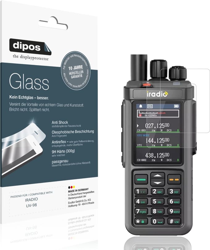 dipos – 2x Matte Pantserfolie geschikt voor IRADIO UV-98 | 9H Screenprotector