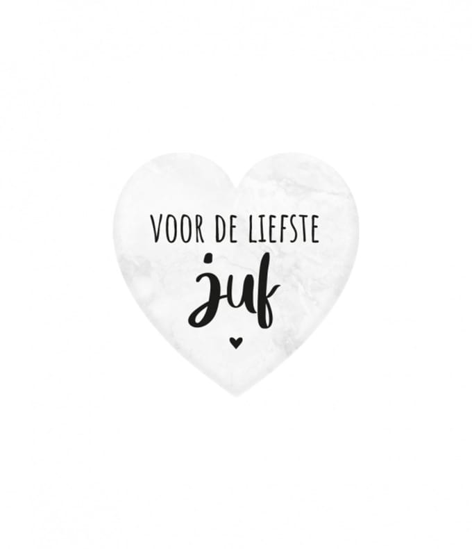 Marmeren hartje - Voor de liefste juf - 5x5cm