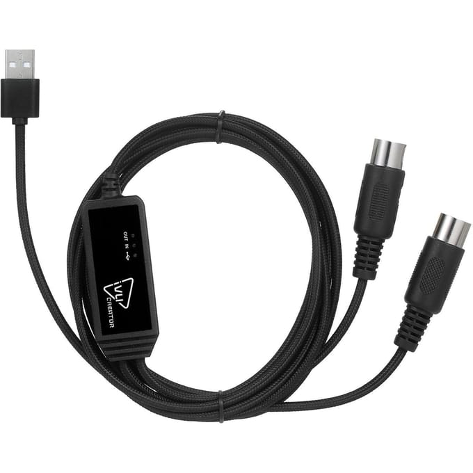IVU CREATOR Universele MIDI-kabel 5-pins MIDI-naar-USB-kabelconverteradapter Compatibel met verschillende MIDI to USB black