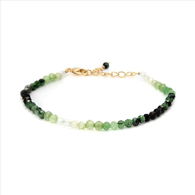 Bracelet - Luxenter - Halok - Cristal vert - finition or jaune 18K - 16 cm + 3 cm d'extension beige