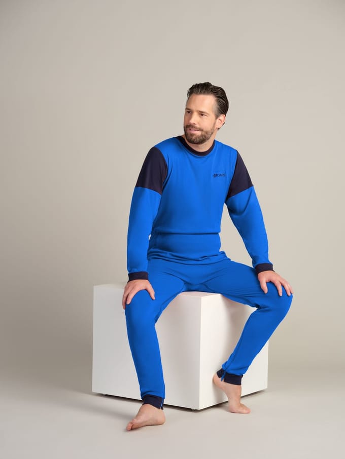 Plukpak voor volwassenen | Rugritssluiting  | Rits in het kruis | Hansop | Blauw| M