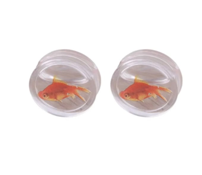 2 Tunnel -piercing- Goudvisje- Acryl - 16 mm- Charme Bijoux