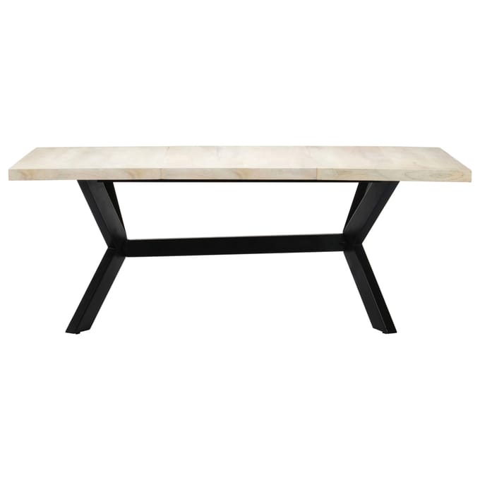 vidaXL - Eettafel - 200x100x75 - cm - massief - mangohout - wit