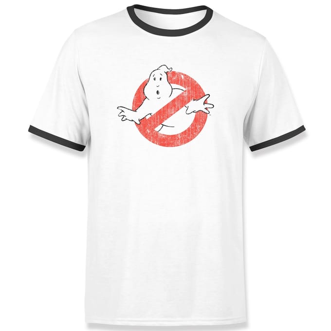 Ghostbusters Vintage Classic Logo Men's Ringer T-Shirt - White/Black - M
