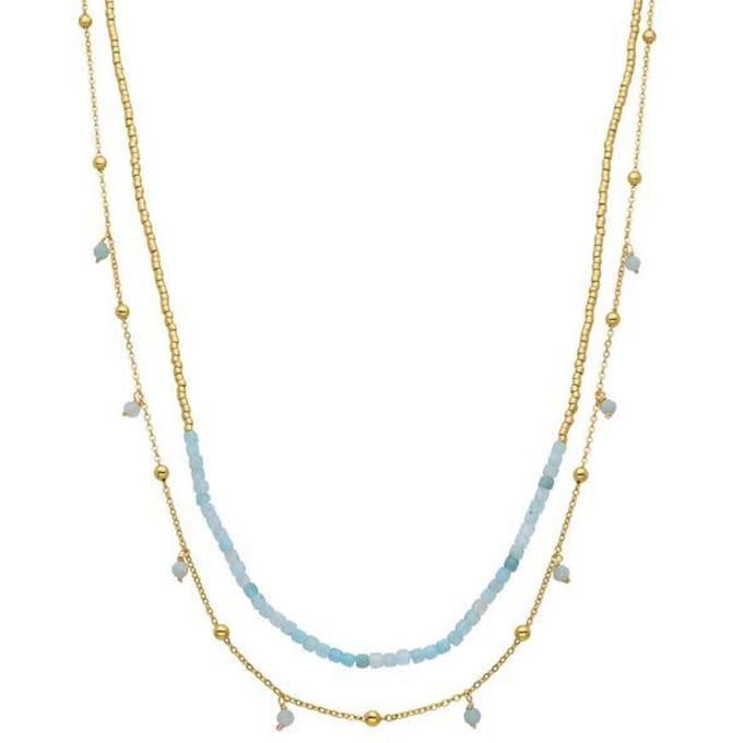 Luxenter Turkooizen collier afgewerkt in 18k geelgoud - Akya