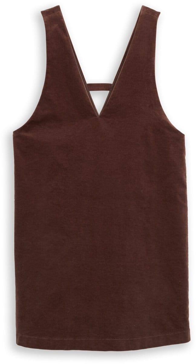 Tom Tailor Denim - Mini-jurk van fluweel - Maat XL - soft chocolate brown