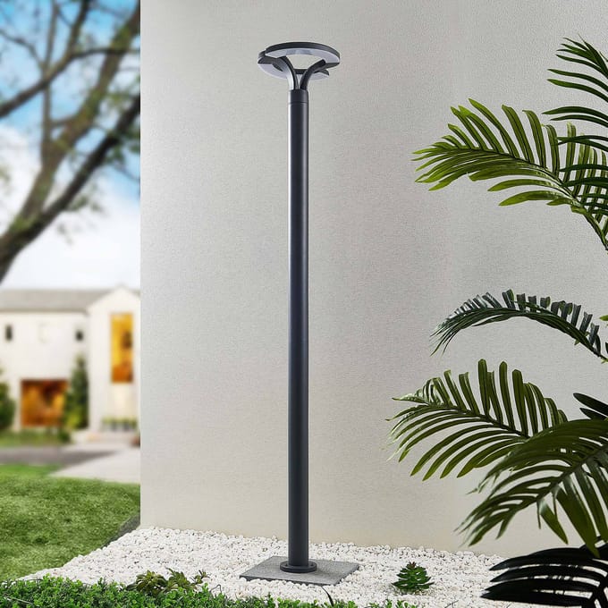 Lindby LED buitenlamp Keily, cirkel, antraciet, metaal