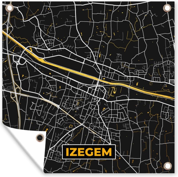 Tuindoek Plattegrond - Izegem - Kaart - Stadskaart - 100x100 cm