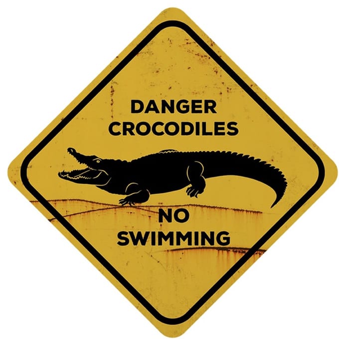 Signs USA - retro wandbord - dibond - Xing Crocodile - 35 x 35 cm