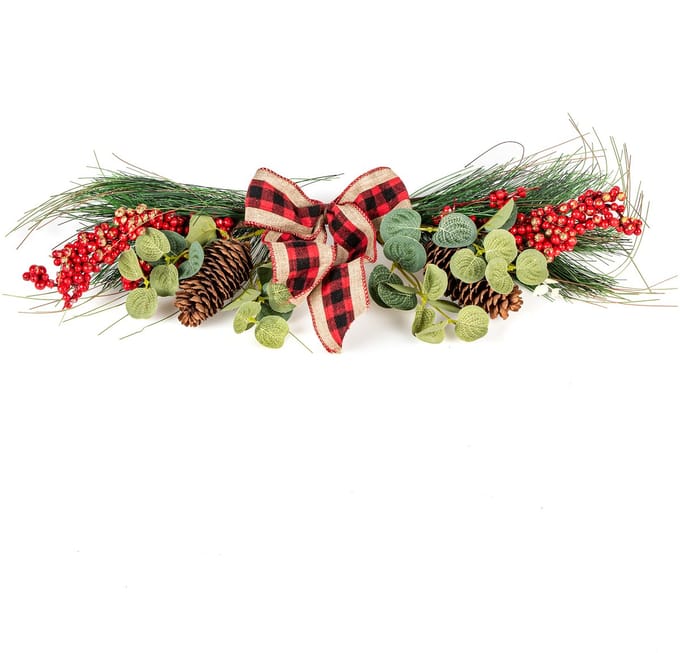 ARTYFETES - Rustiek kersttafelstuk 50 cm met dennenappels
