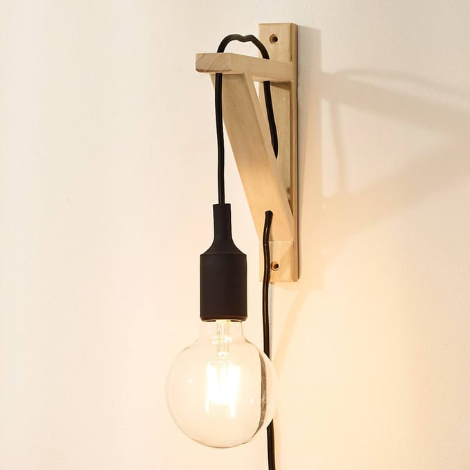 Lucide FIX - Wandlamp - 1xE27 - Zwart