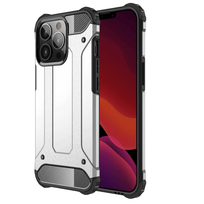CaseBody iPhone 13 Pro Max Shockproof Hoesje Steel Armor  Zilver