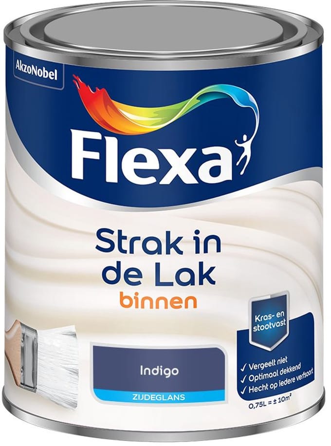 Flexa - Strak In De Lak Binnenlak Zijdeglans - Indigo - Mengverf - 750 Ml