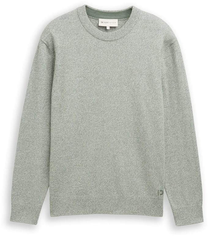 Tom Tailor Denim - Basic gebreide trui van katoen - Maat S - olive white mouline