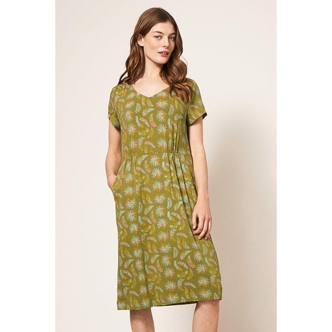 White Stuff Tallie Eco Vero Jersey Dre Green Printed Größe: 8 | Midikleider Outlet | Damen | Grün