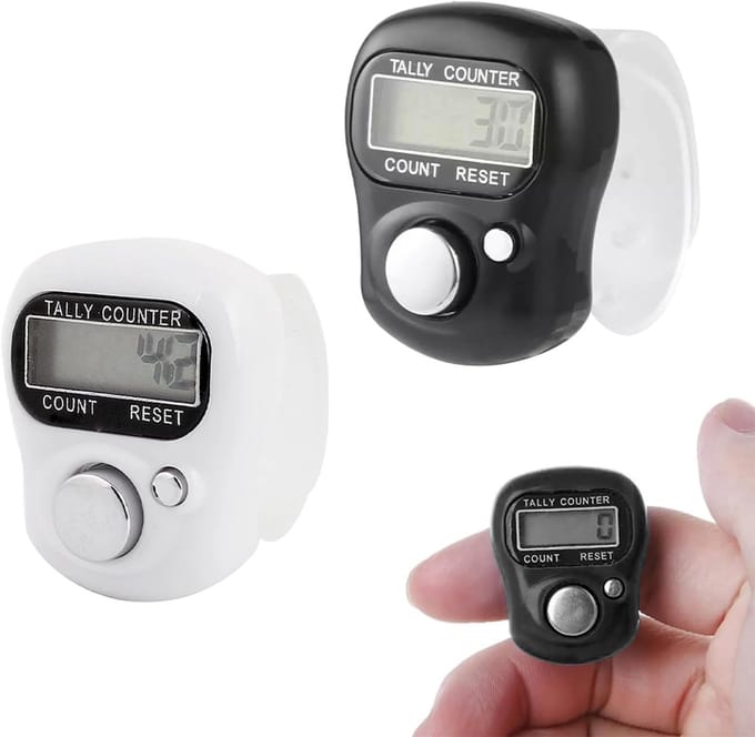 Digitale Teller - Vinger Teller - Sport Wedstrijden - Verstelbare Ring - 2 Stuks - Wit en Zwart
