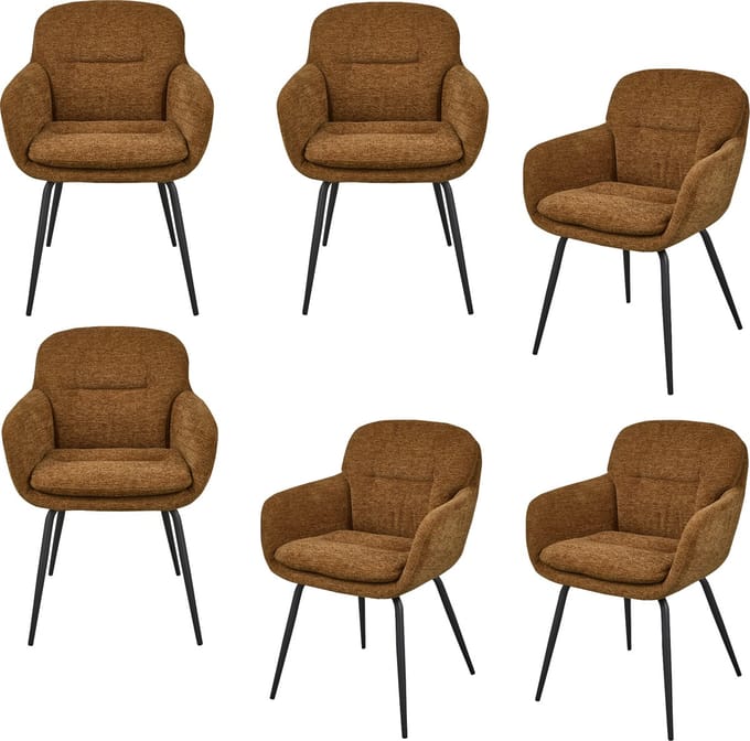 WOOOD Runa Eetkamerstoelen - Polyester - Caramel - Set van 6