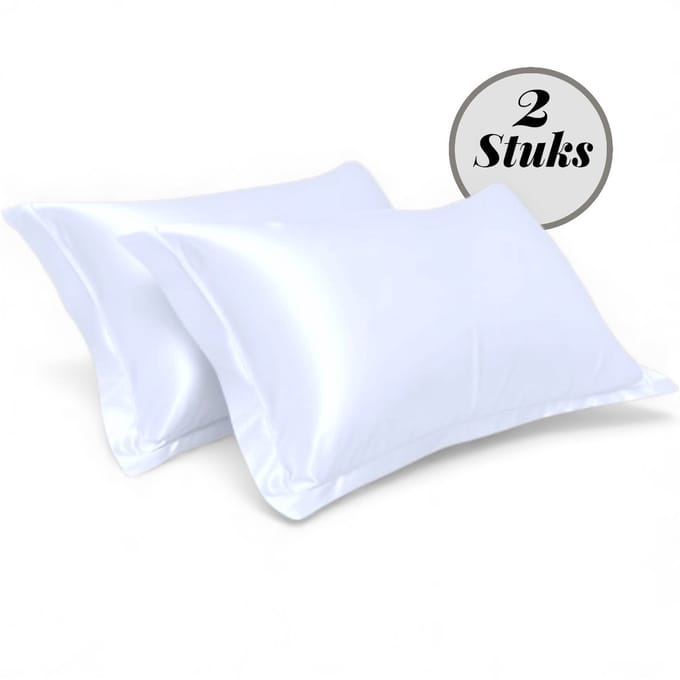 Beauty Silk - Kussenslopen - 60x70 - 2 stuks - Glans Satijn - Wit