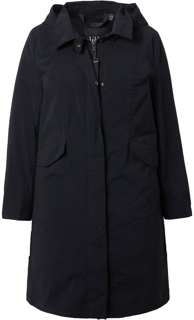 Ulla Popken - Dames - HYPRAR functionele parka waterafstotend capuchon - Zwart - Maat 42+