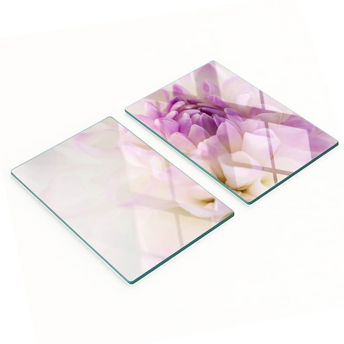 Geharde multifunctionele decoratieve glazen borden, wit dahlia, 2x40x52 cm