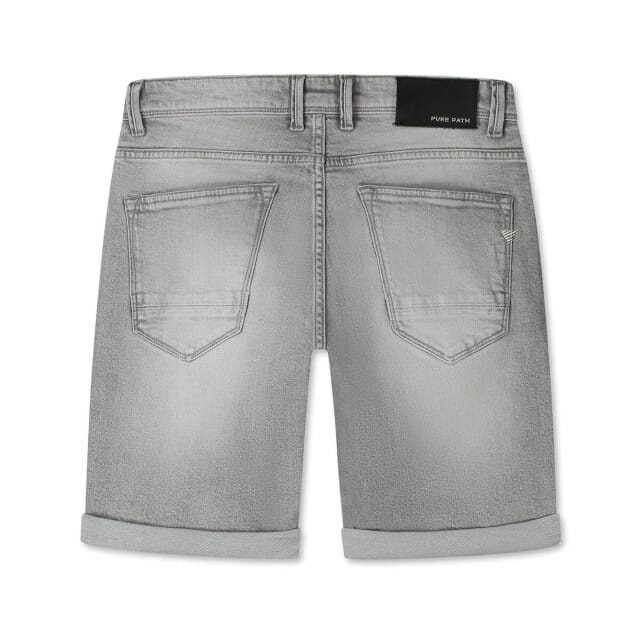 PURE PATH The Miles Slim Fit Short Jeans Heren - Broek - Grijs - Maat 28