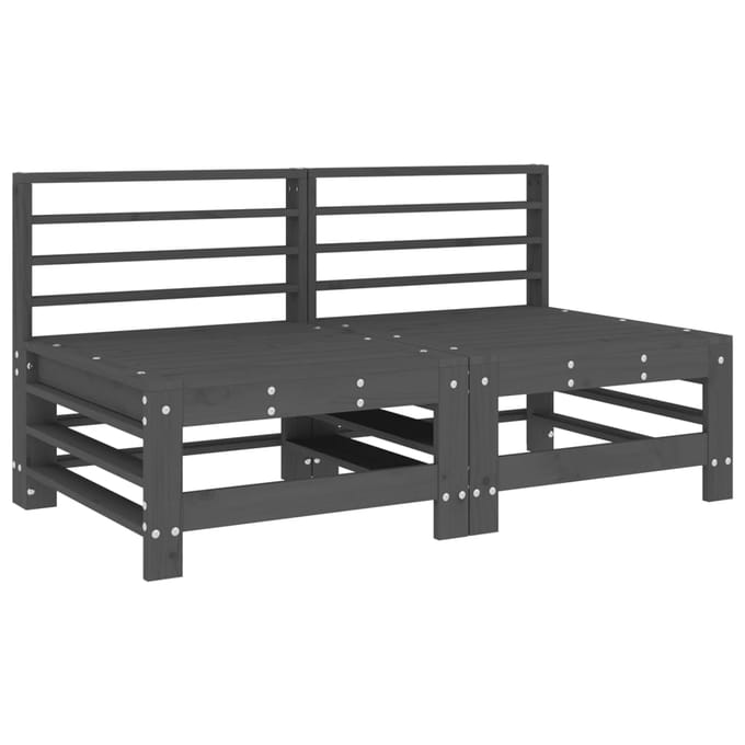 vidaXL - Middenbanken - met - kussens - 2 - st - massief - grenenhout - grijs