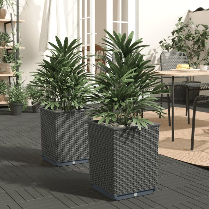 vidaXL - Plantenbakken - 2 - st - 30x30x37 - cm - polypropeen - zwart